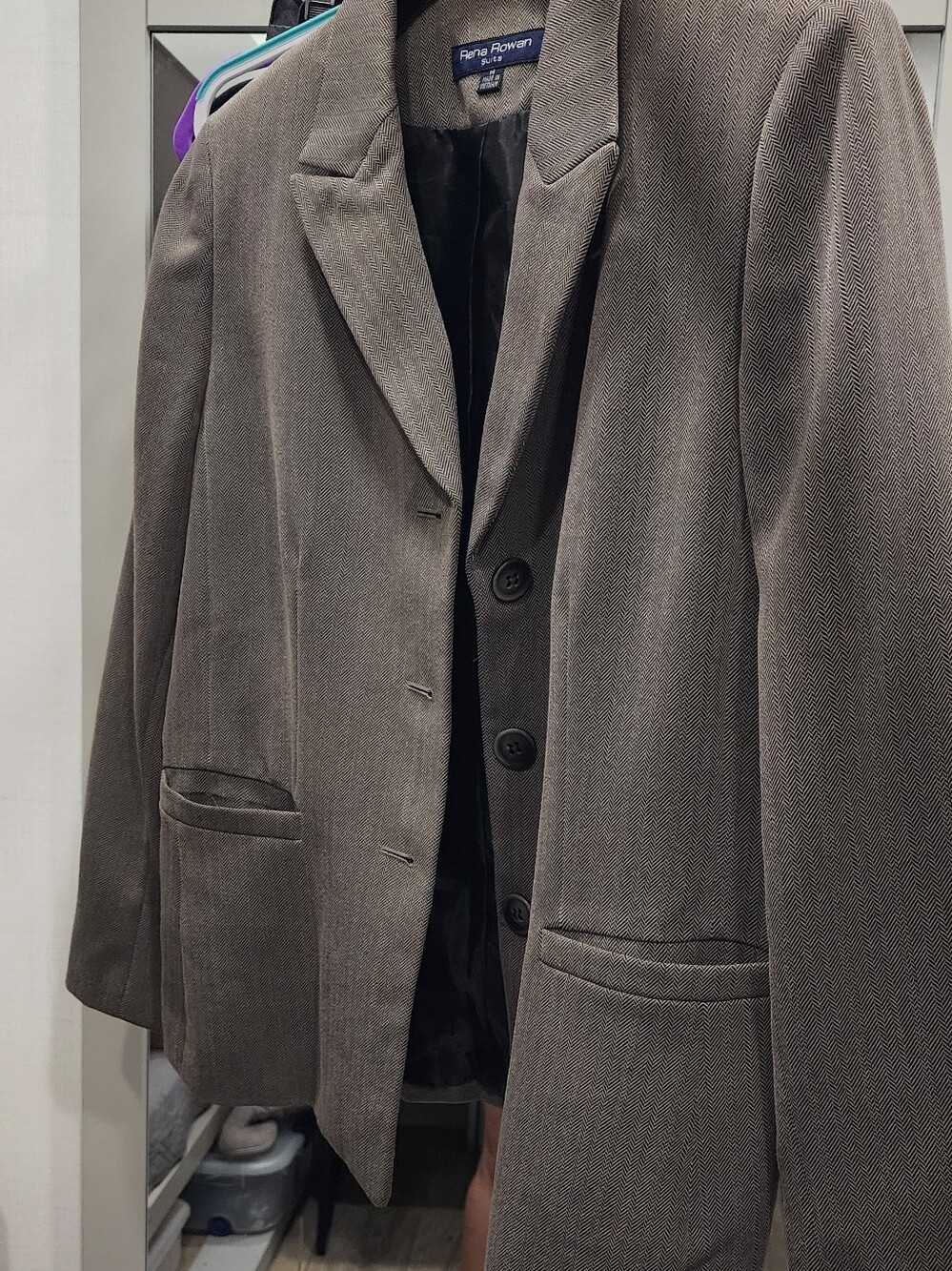 Neutral Herringbone Fabric - Taupe and Black
